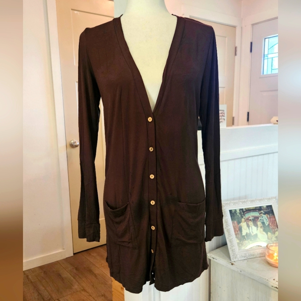 NWT'S - AGNES & DORA - Brown Knit Cardigan Sweater - Button Front, Size M